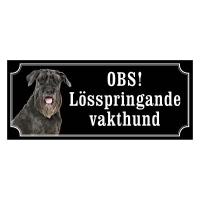 Schnauzer svart gammaldags stil emaljskylt hund