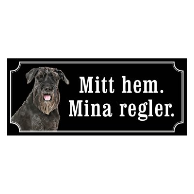Schnauzer svart gammaldags stil emaljskylt hund