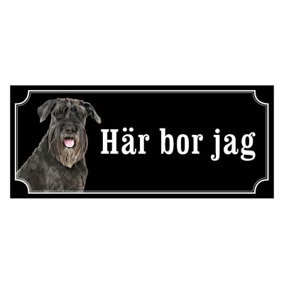 Schnauzer svart gammaldags stil emaljskylt hund