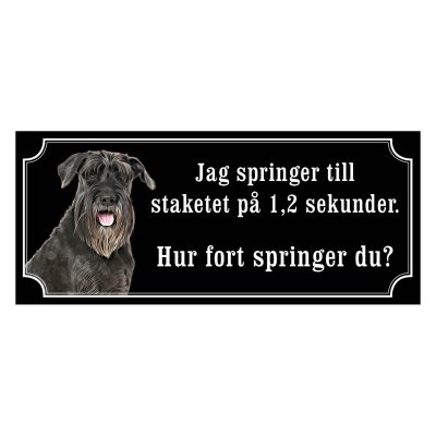 Schnauzer svart gammaldags stil emaljskylt hund