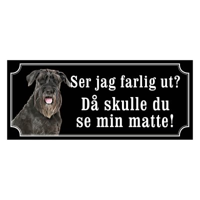 Schnauzer svart gammaldags stil emaljskylt hund