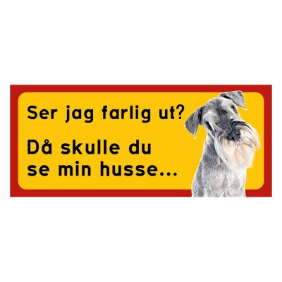 Röd/gul hundskylt, Schnauzer hundskyltar, hundskyltar