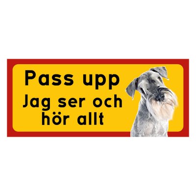 Röd/gul hundskylt, Schnauzer hundskyltar, hundskyltar