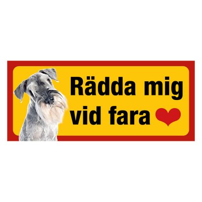 Röd/gul hundskylt, Schnauzer hundskyltar, hundskyltar