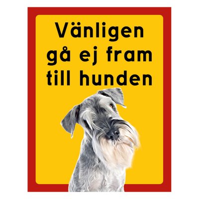 Röd/gul hundskylt, Schnauzer hundskyltar, hundskyltar