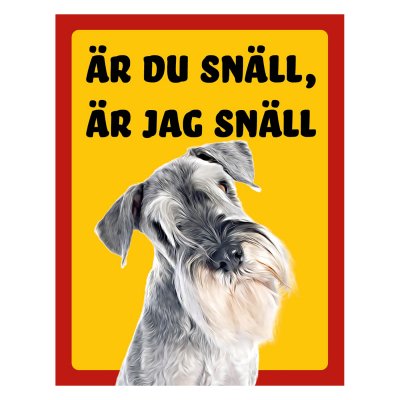 Röd/gul hundskylt, Schnauzer hundskyltar, hundskyltar