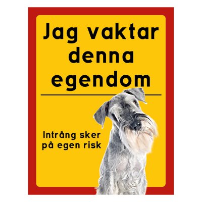 Röd/gul hundskylt, Schnauzer hundskyltar, hundskyltar