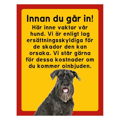 Röd/gul hundskylt, Schnauzer hundskyltar, hundskyltar