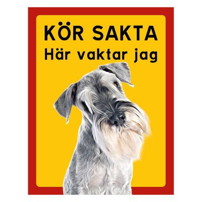 Röd/gul hundskylt, Schnauzer hundskyltar, hundskyltar