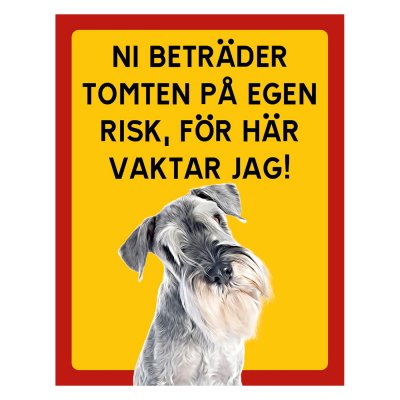 Röd/gul hundskylt, Schnauzer hundskyltar, hundskyltar