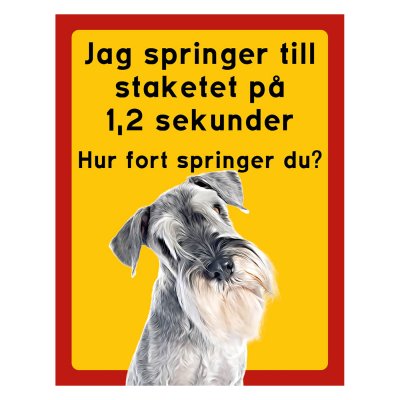 Röd/gul hundskylt, Schnauzer hundskyltar, hundskyltar