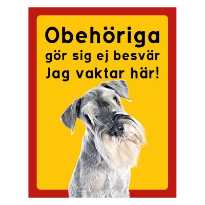 Röd/gul hundskylt, Schnauzer hundskyltar, hundskyltar