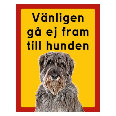 Röd/gul hundskylt, Riesenschnauzer hundskyltar, hundskyltar