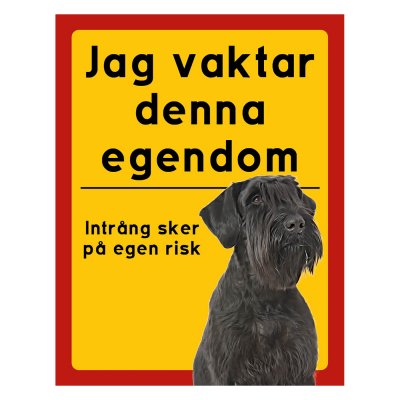 Röd/gul hundskylt, Riesenschnauzer hundskyltar, hundskyltar