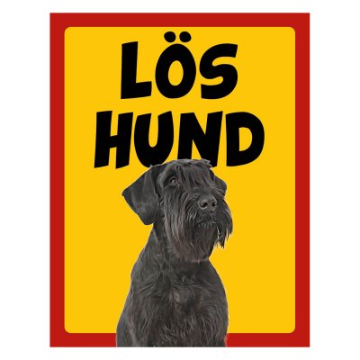 Röd/gul hundskylt, Riesenschnauzer hundskyltar, hundskyltar
