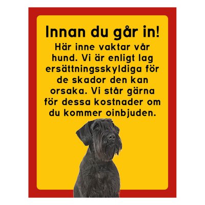 Röd/gul hundskylt, Riesenschnauzer hundskyltar, hundskyltar