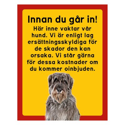 Röd/gul hundskylt, Riesenschnauzer hundskyltar, hundskyltar