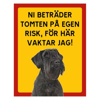 Röd/gul hundskylt, Riesenschnauzer hundskyltar, hundskyltar