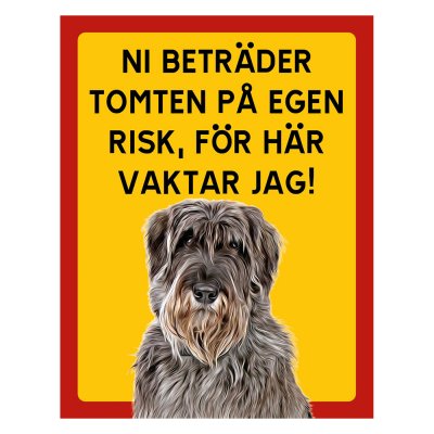 Röd/gul hundskylt, Riesenschnauzer hundskyltar, hundskyltar