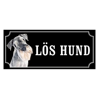 Schnauzer silvergrå gammaldags stil emaljskylt hund