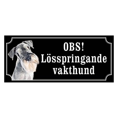 Schnauzer silvergrå gammaldags stil emaljskylt hund