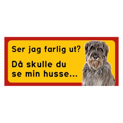 Röd/gul hundskylt, Riesenschnauzer hundskyltar, hundskyltar