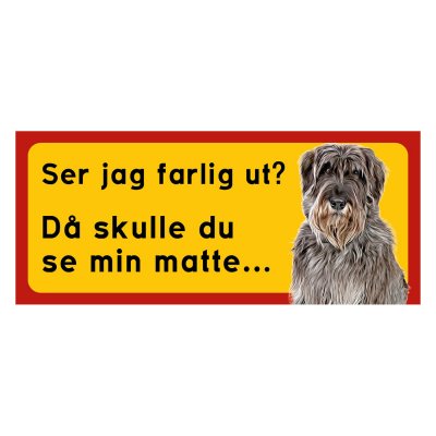 Röd/gul hundskylt, Riesenschnauzer hundskyltar, hundskyltar