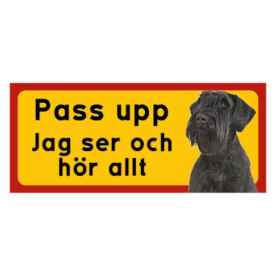 Röd/gul hundskylt, Riesenschnauzer hundskyltar, hundskyltar