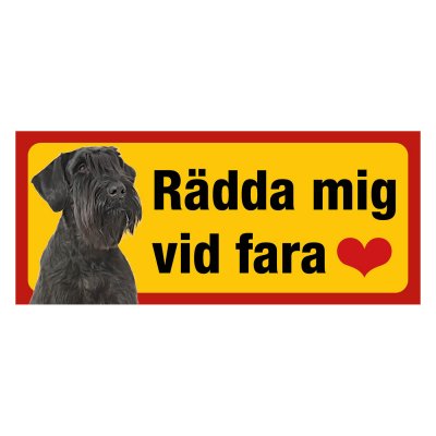 Röd/gul hundskylt, Riesenschnauzer hundskyltar, hundskyltar