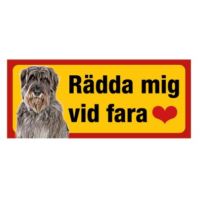 Röd/gul hundskylt, Riesenschnauzer hundskyltar, hundskyltar