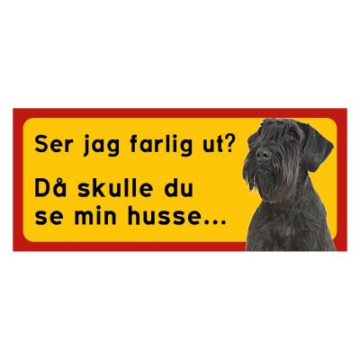 Röd/gul hundskylt, Riesenschnauzer hundskyltar, hundskyltar