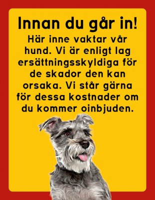 Dvärgschnauzer hundskyltar - stående