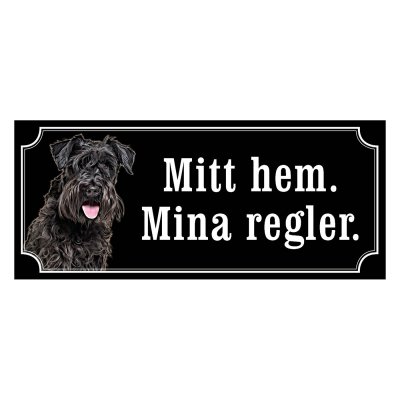 Dvärgschnauzer svart gammaldags stil emaljskylt hund