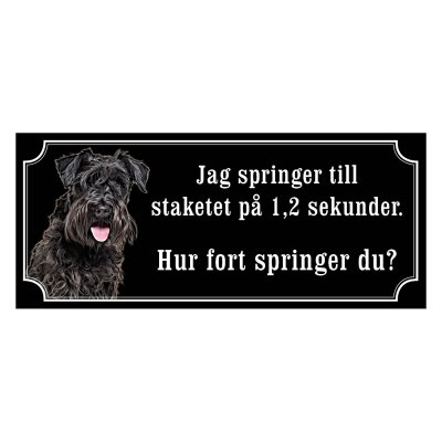 Dvärgschnauzer svart gammaldags stil emaljskylt hund