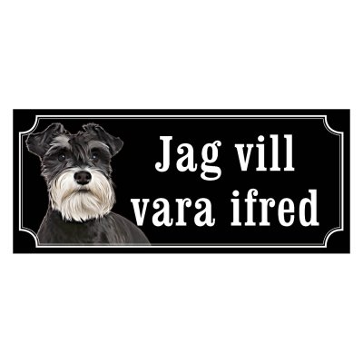 Dvärgschnauzer peppar & salt gammaldags stil emaljskylt hund