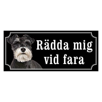 Dvärgschnauzer peppar & salt gammaldags stil emaljskylt hund