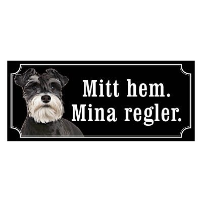 Dvärgschnauzer peppar & salt gammaldags stil emaljskylt hund