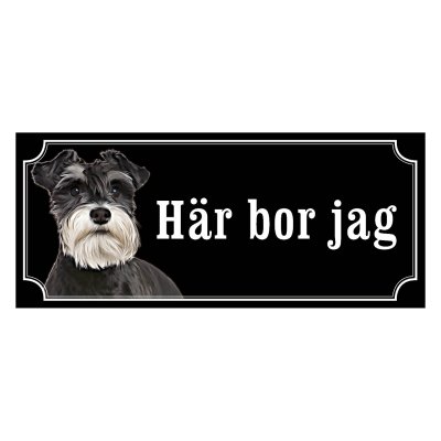 Dvärgschnauzer peppar & salt gammaldags stil emaljskylt hund