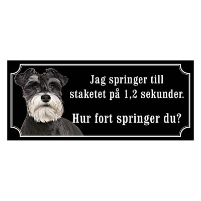 Dvärgschnauzer peppar & salt gammaldags stil emaljskylt hund