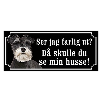 Dvärgschnauzer peppar & salt gammaldags stil emaljskylt hund
