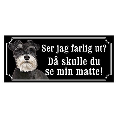 Dvärgschnauzer peppar & salt gammaldags stil emaljskylt hund