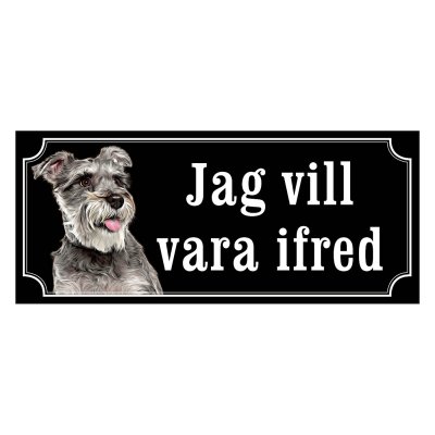 Dvärgschnauzer silver gammaldags stil emaljskylt hund