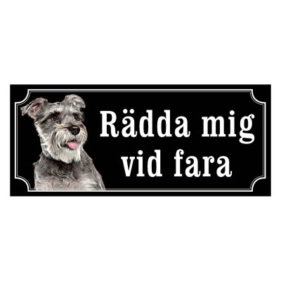 Dvärgschnauzer silver gammaldags stil emaljskylt hund