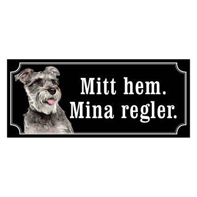 Dvärgschnauzer silver gammaldags stil emaljskylt hundDvärgschnauzer silver gammaldags stil emaljskylt hund
