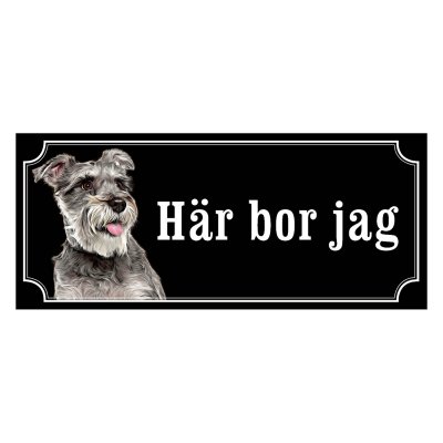 Dvärgschnauzer silver gammaldags stil emaljskylt hund