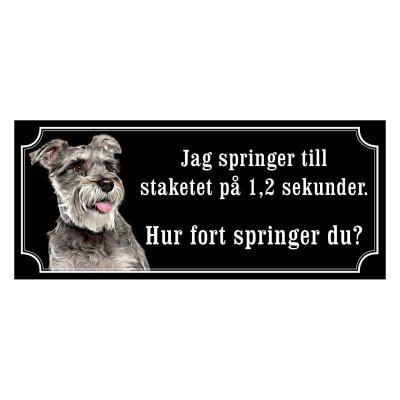 Dvärgschnauzer silver gammaldags stil emaljskylt hund