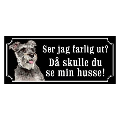Dvärgschnauzer silver gammaldags stil emaljskylt hund
