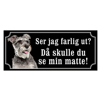 Dvärgschnauzer silver gammaldags stil emaljskylt hund