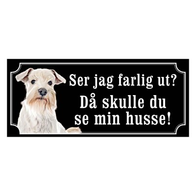 Dvärgschnauzer vit gammaldags stil emaljskylt hund