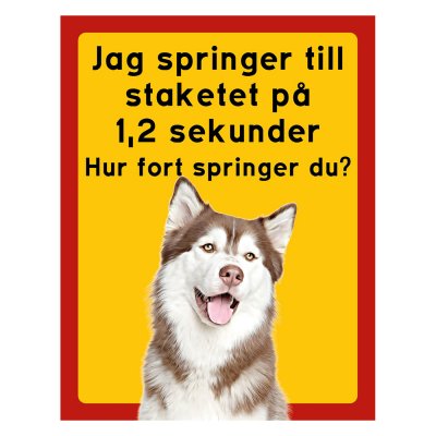 Röd/gul hundskylt, Siberian husky, hundskyltar